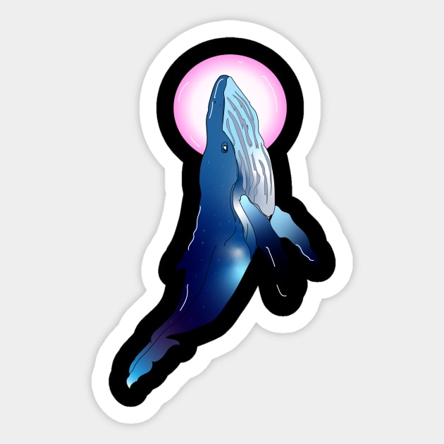 Pink moon whale Sticker by Happydesign07